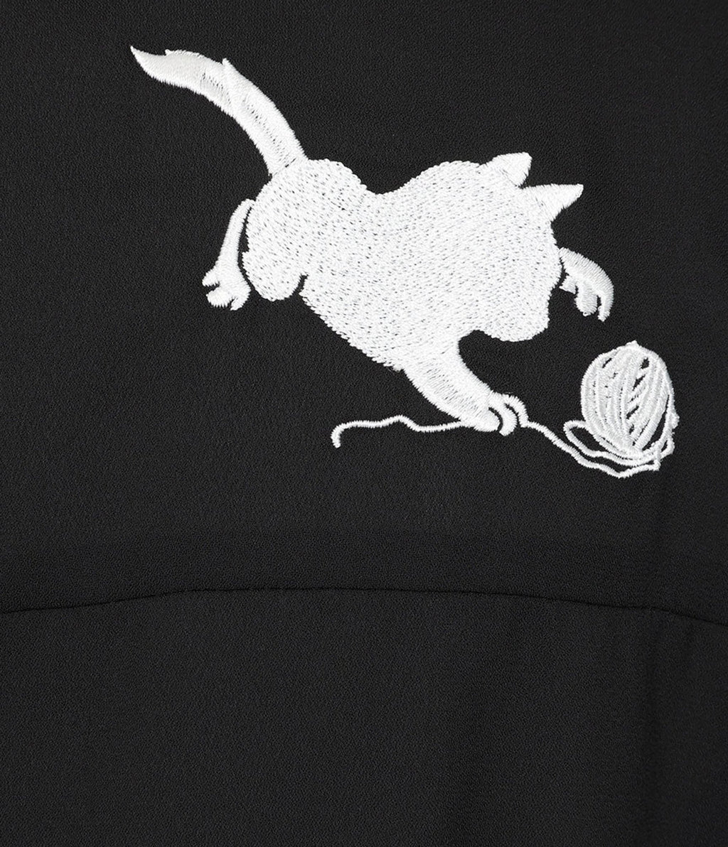 Banned Black & White Cat Sophie Blouse - Unique Vintage - Womens, TOPS, SHIRTS