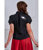 Banned Black & White Cat Sophie Blouse - Unique Vintage - Womens, TOPS, SHIRTS