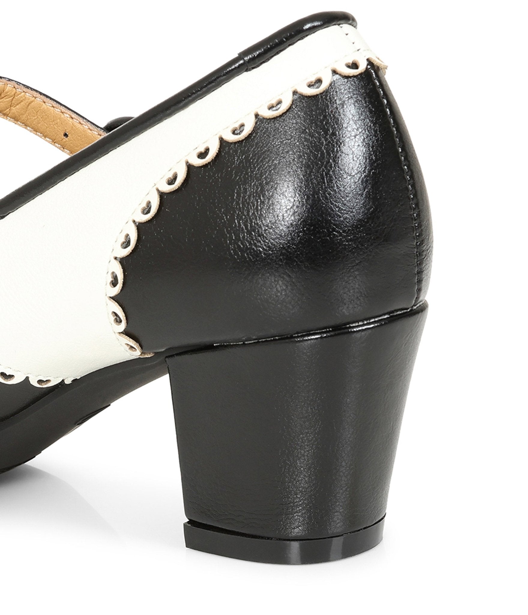 Banned Black & White Leatherette T - Strap Heels - Unique Vintage - Womens, SHOES, HEELS