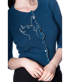 Banned Blue Cat Embroidered Cardigan - Unique Vintage - Womens, TOPS, SWEATERS