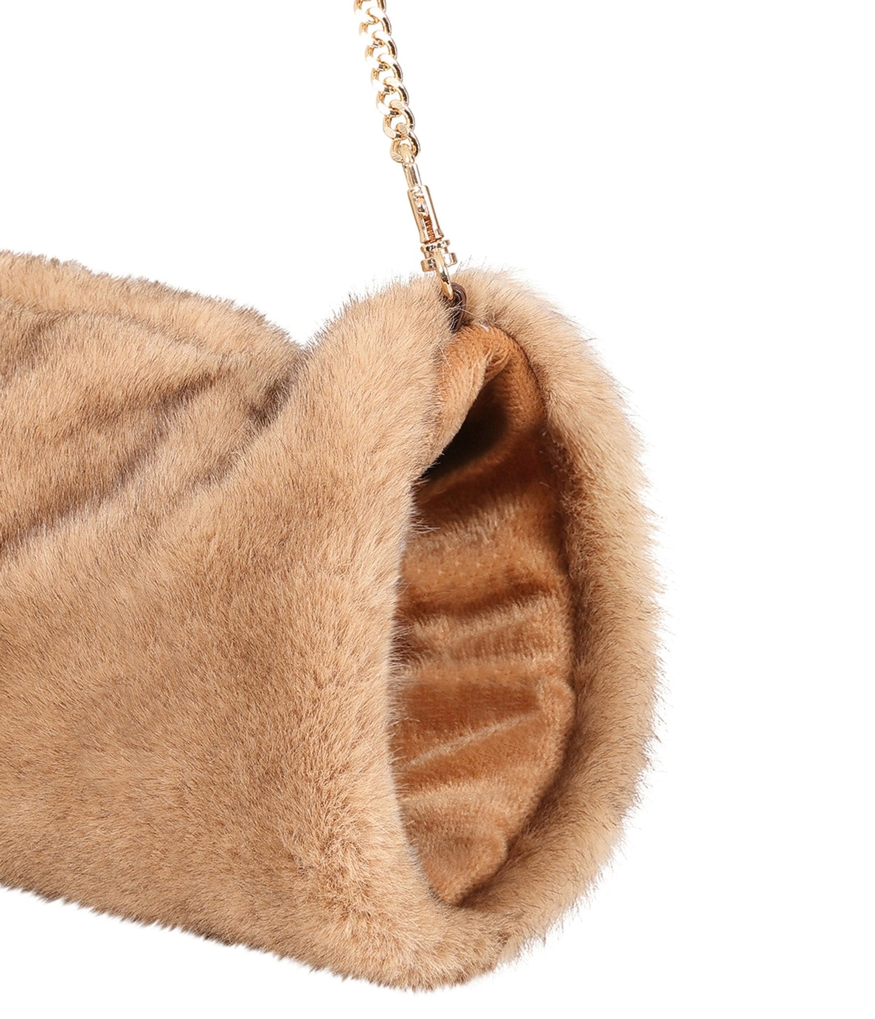Banned Brown Faux Fur Muff Handbag - Unique Vintage - Womens, ACCESSORIES, HANDBAGS