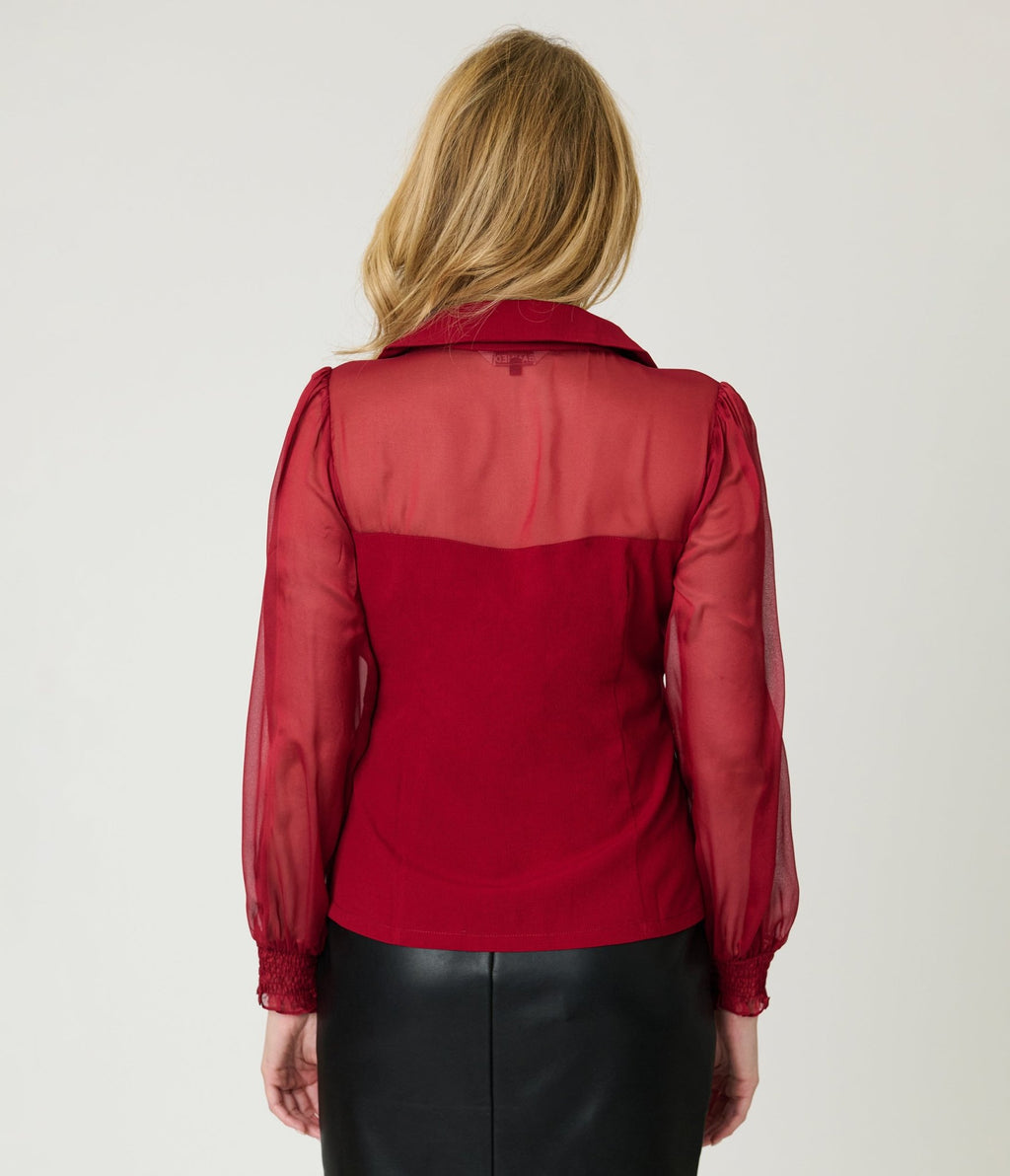 Banned Burgundy Bonnie Blouse - Unique Vintage - Womens, TOPS, SHIRTS
