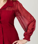 Banned Burgundy Bonnie Blouse - Unique Vintage - Womens, TOPS, SHIRTS