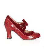 Banned Burgundy Leatherette Bow Heels - Unique Vintage - Womens, SHOES, HEELS