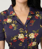 Banned Dark Blue Romantic Floral Midi Dress - Unique Vintage - Womens, DRESSES, MIDI