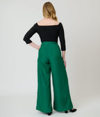 Banned Green Elizabeth Palazzo Trousers - Unique Vintage - Womens, BOTTOMS, PANTS