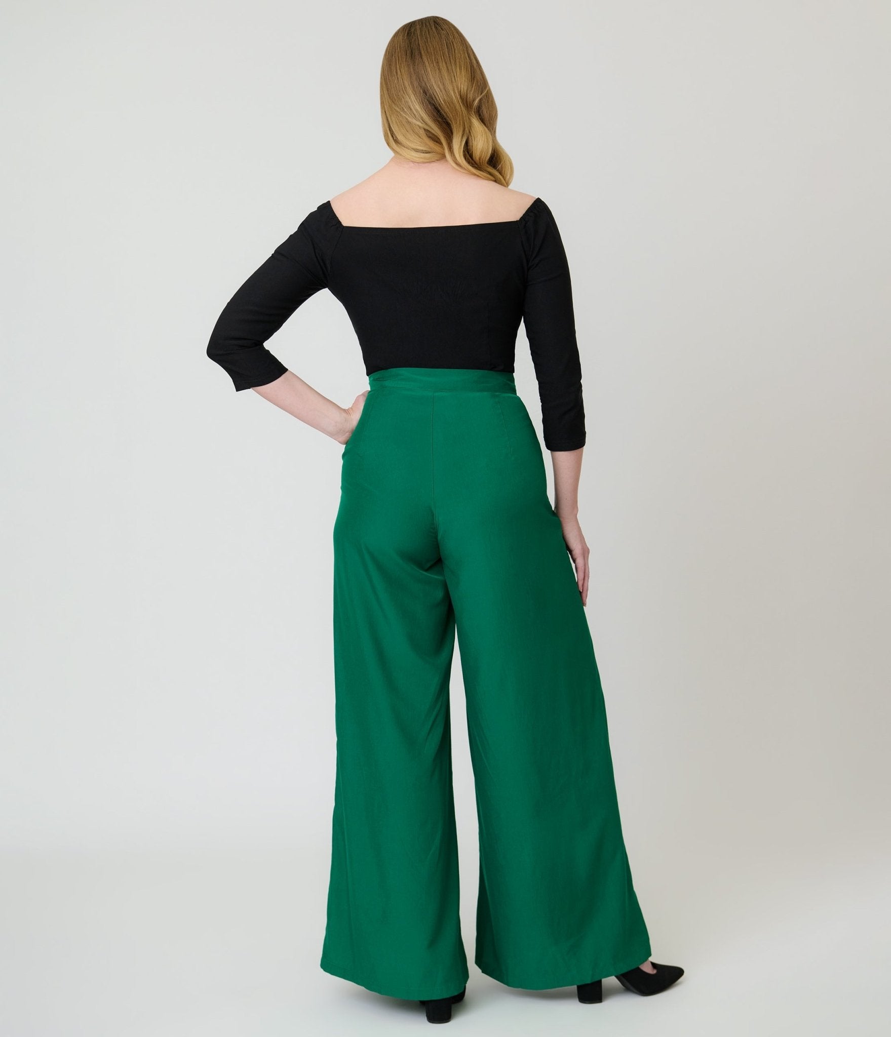Banned Green Elizabeth Palazzo Trousers - Unique Vintage - Womens, BOTTOMS, PANTS