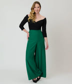 Banned Green Elizabeth Palazzo Trousers - Unique Vintage - Womens, BOTTOMS, PANTS