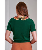 Banned Green Polly Floral Collar Cardigan - Unique Vintage - Womens, TOPS, SHIRTS