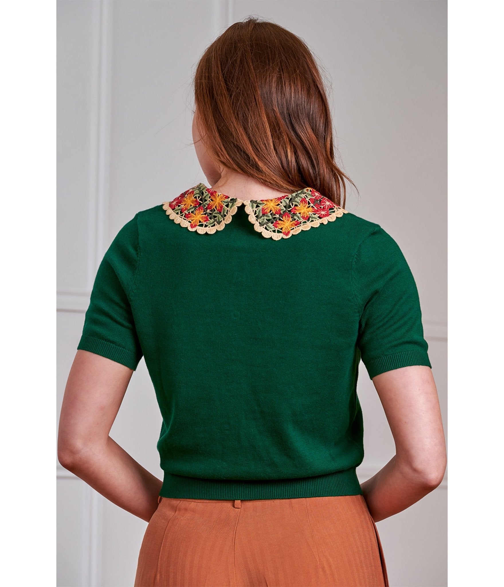 Banned Green Polly Floral Collar Cardigan - Unique Vintage - Womens, TOPS, SHIRTS