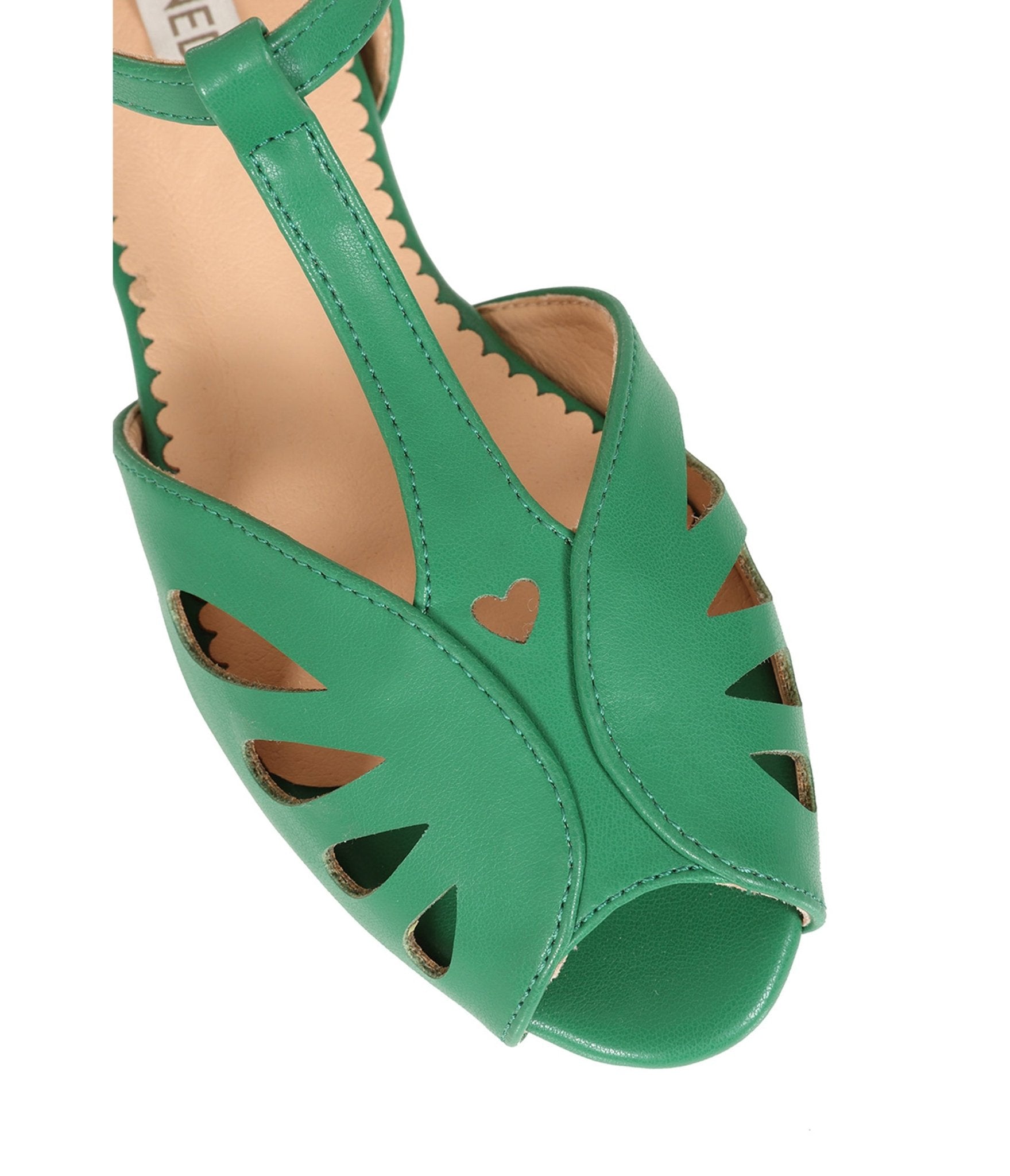Banned Green Secret Love T - Strap Leatherette Flats - Unique Vintage - Womens, SHOES, FLATS
