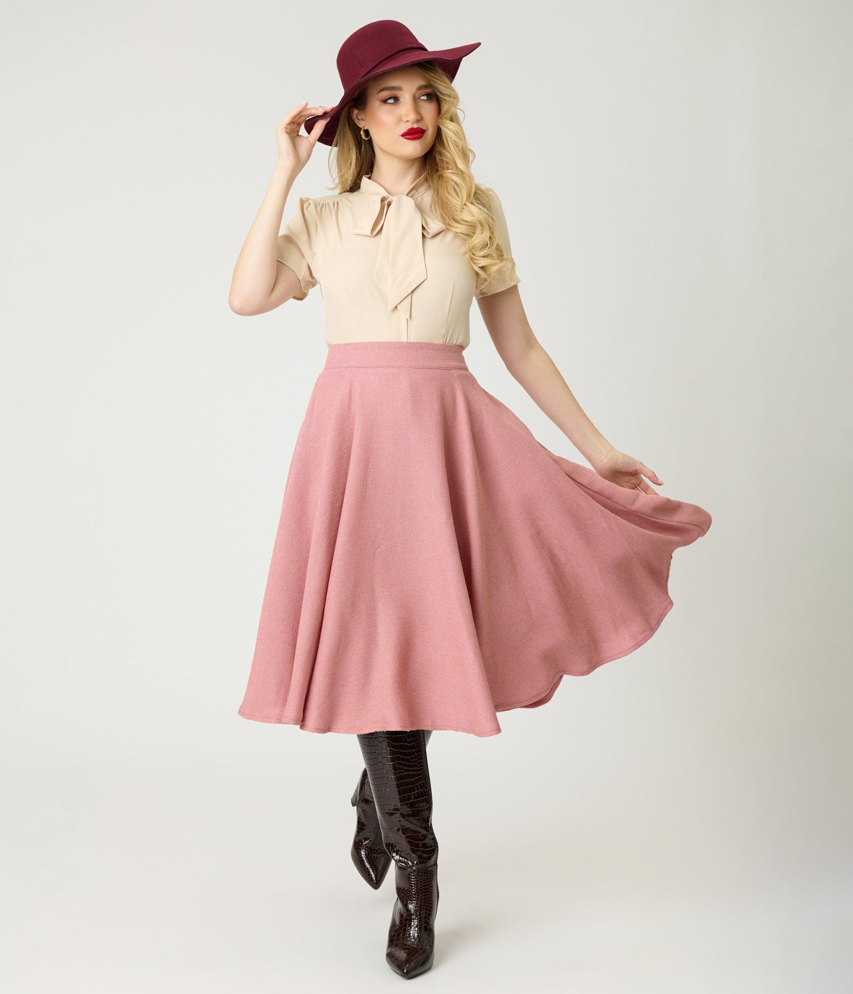 Banned Light Pink Cary Swing Skirt - Unique Vintage - Womens, BOTTOMS, SKIRTS