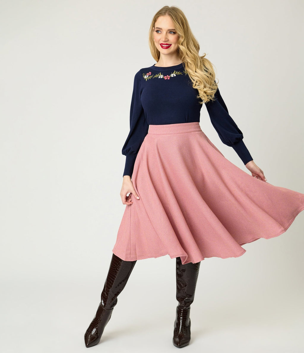Banned Navy Romantic Floral Carla Sweater - Unique Vintage - Womens, TOPS, SWEATERS