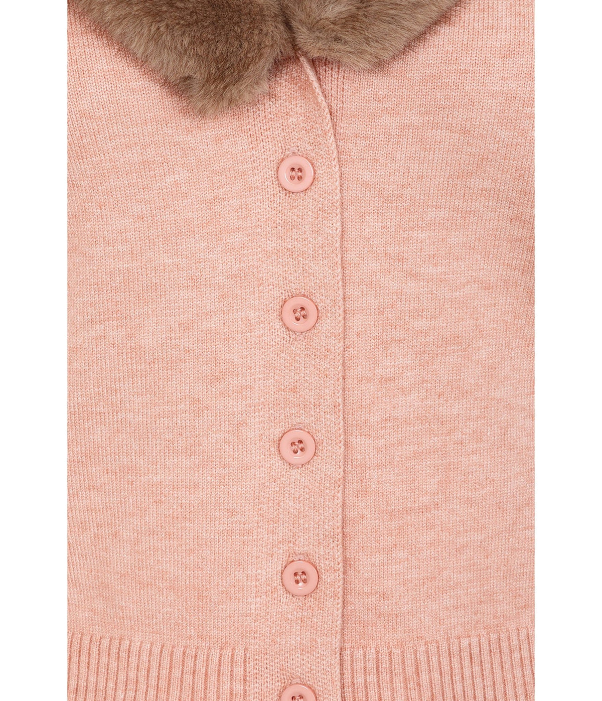Banned Pink & Brown Faux Fur Collar Sonia Cardigan - Unique Vintage - Cardigans