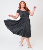 Banned Plus Size Black Glitter Swing Dress - Unique Vintage - Womens, DRESSES, SWING