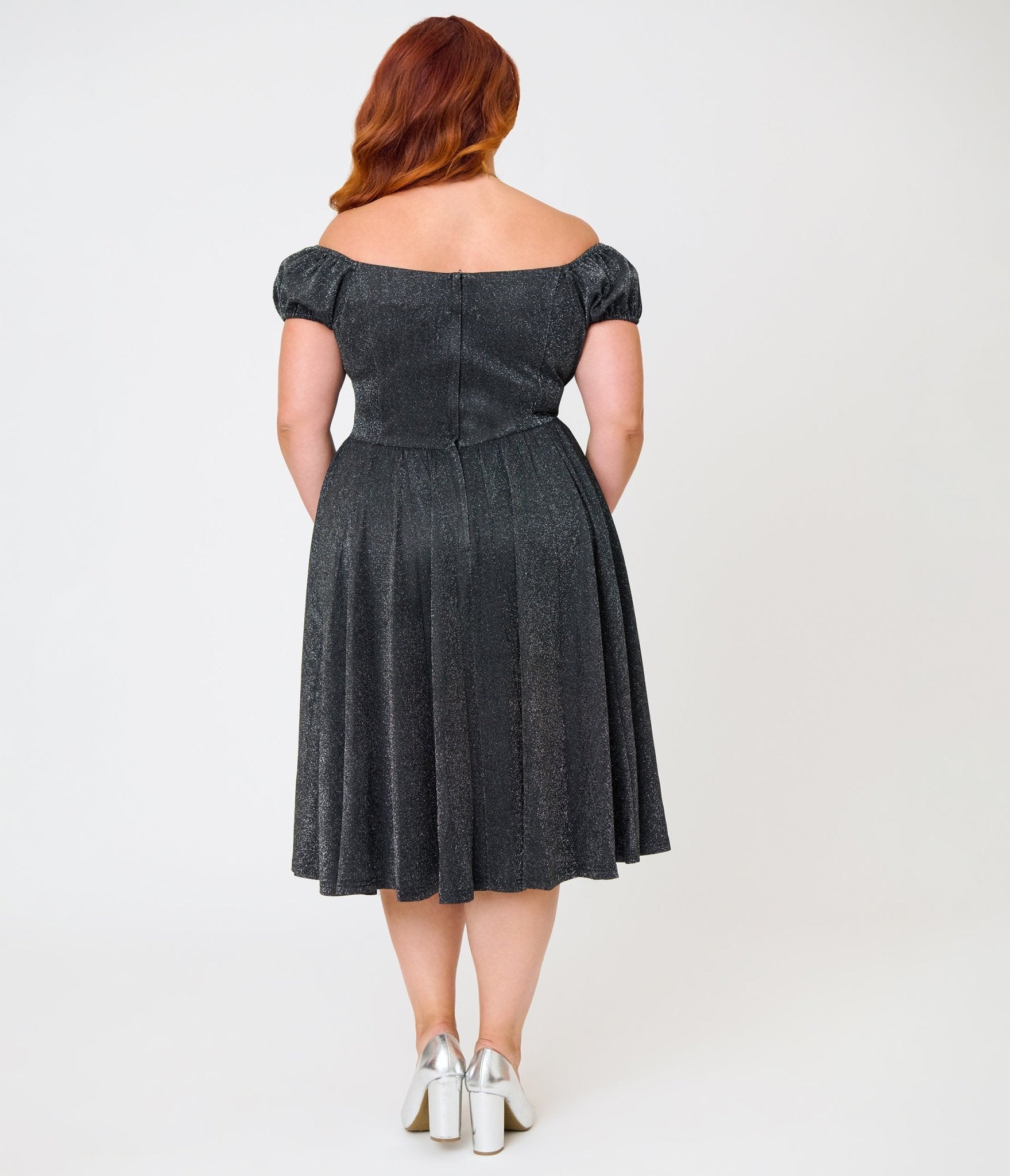 Banned Plus Size Black Glitter Swing Dress - Unique Vintage - Womens, DRESSES, SWING