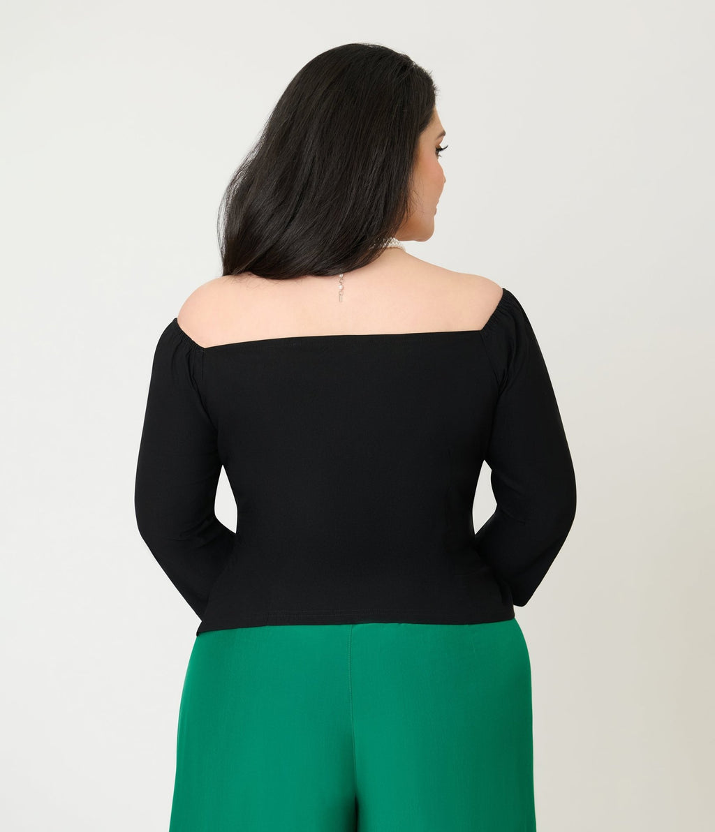 Banned Plus Size Black Off The Shoulder Dixie Top - Unique Vintage - Womens, TOPS, SHIRTS