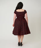 Banned Plus Size Black & Red Polka Dot Marilyn Swing Dress - Unique Vintage - Womens, BOTTOMS, PANTS