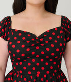 Banned Plus Size Black & Red Polka Dot Marilyn Swing Dress - Unique Vintage - Womens, BOTTOMS, PANTS