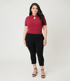 Banned Plus Size Burgundy Cotton Rosanna Sweater - Unique Vintage - Womens, TOPS, SHIRTS