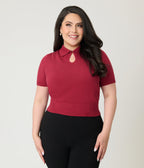 Banned Plus Size Burgundy Cotton Rosanna Sweater - Unique Vintage - Womens, TOPS, SHIRTS