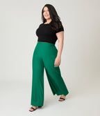 Banned Plus Size Green Elizabeth Palazzo Trousers - Unique Vintage - Womens, BOTTOMS, PANTS