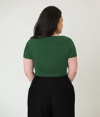 Banned Plus Size Green Off the Shoulder Lavinia Cotton Top - Unique Vintage - Womens, TOPS, SHIRTS