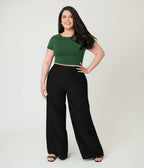 Banned Plus Size Green Off the Shoulder Lavinia Cotton Top - Unique Vintage - Womens, TOPS, SHIRTS