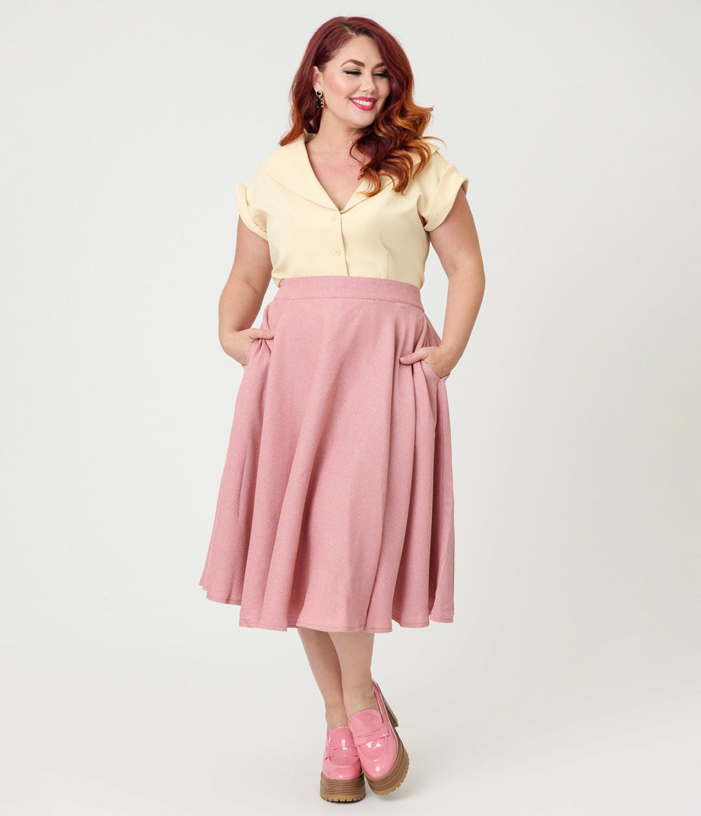 Banned Plus Size Light Pink Cary Swing Skirt - Unique Vintage - Womens, BOTTOMS, SKIRTS
