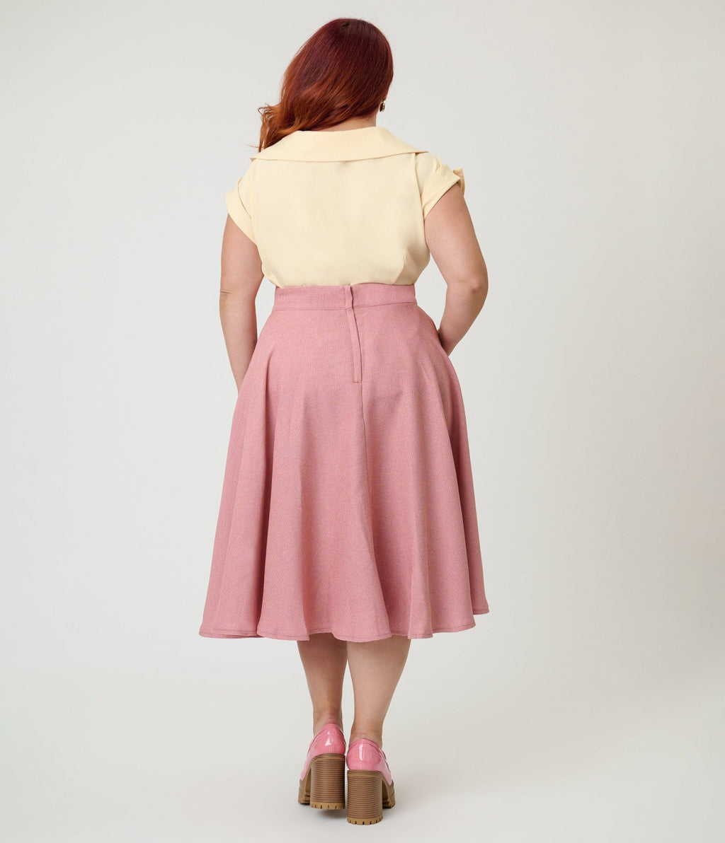 Banned Plus Size Light Pink Cary Swing Skirt - Unique Vintage - Womens, BOTTOMS, SKIRTS