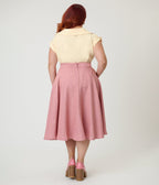 Banned Plus Size Light Pink Cary Swing Skirt - Unique Vintage - Womens, BOTTOMS, SKIRTS