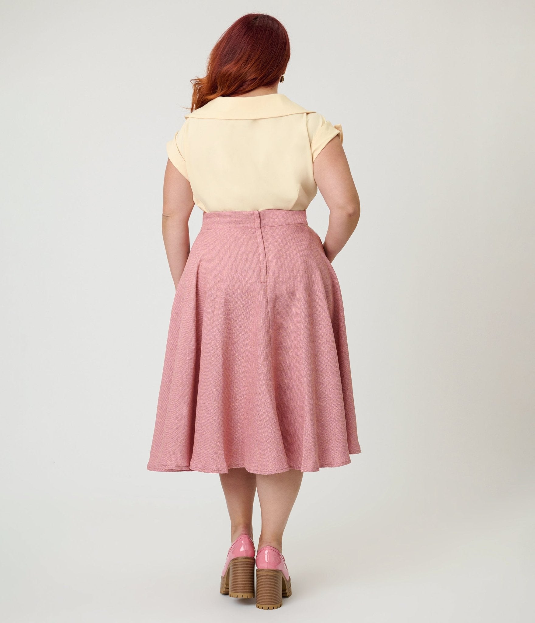 Banned Plus Size Light Pink Cary Swing Skirt - Unique Vintage - Womens, BOTTOMS, SKIRTS