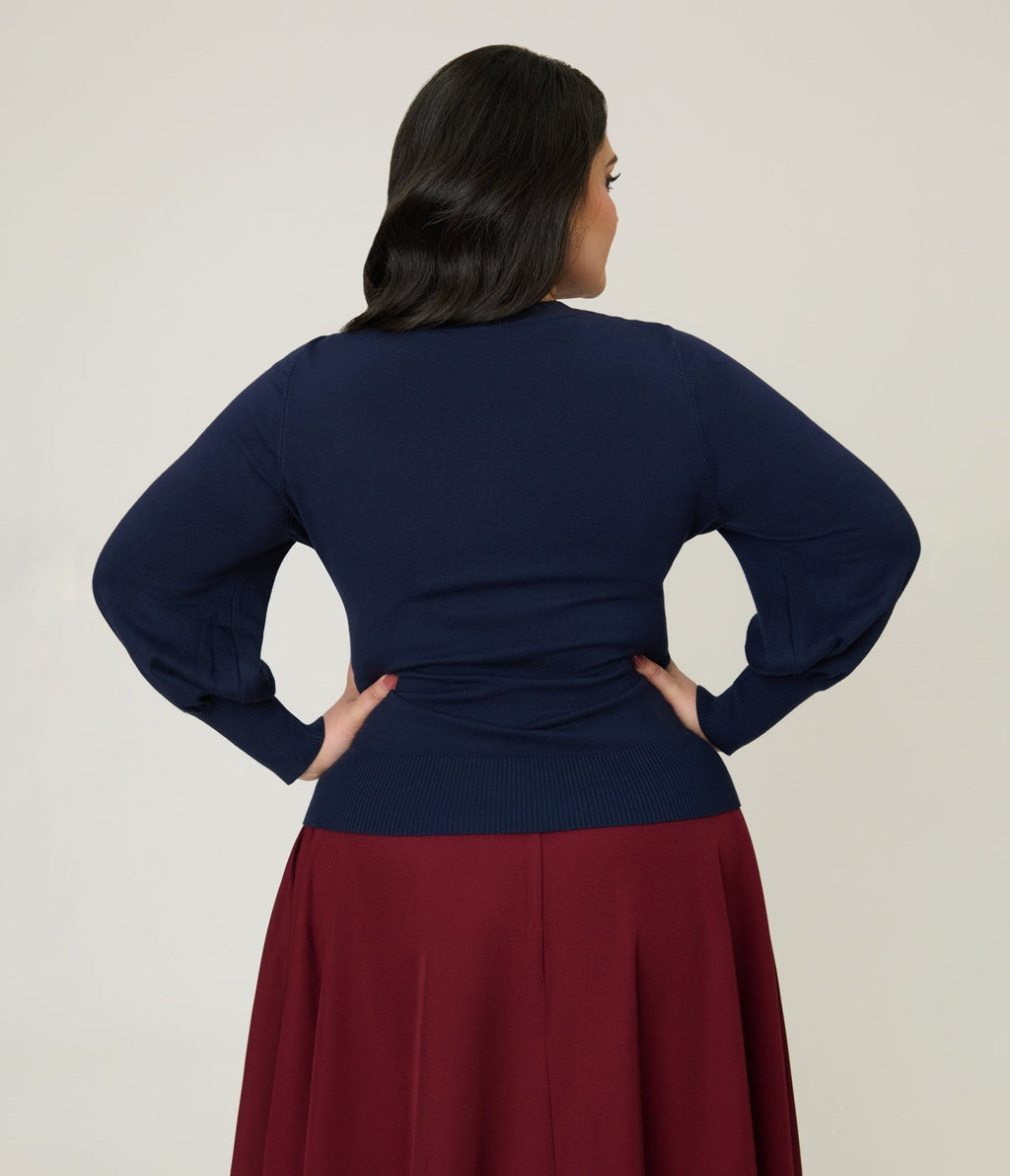 Banned Plus Size Navy Romantic Floral Carla Sweater - Unique Vintage - Womens, TOPS, SWEATERS