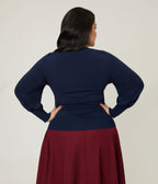 Banned Plus Size Navy Romantic Floral Carla Sweater - Unique Vintage - Womens, TOPS, SWEATERS