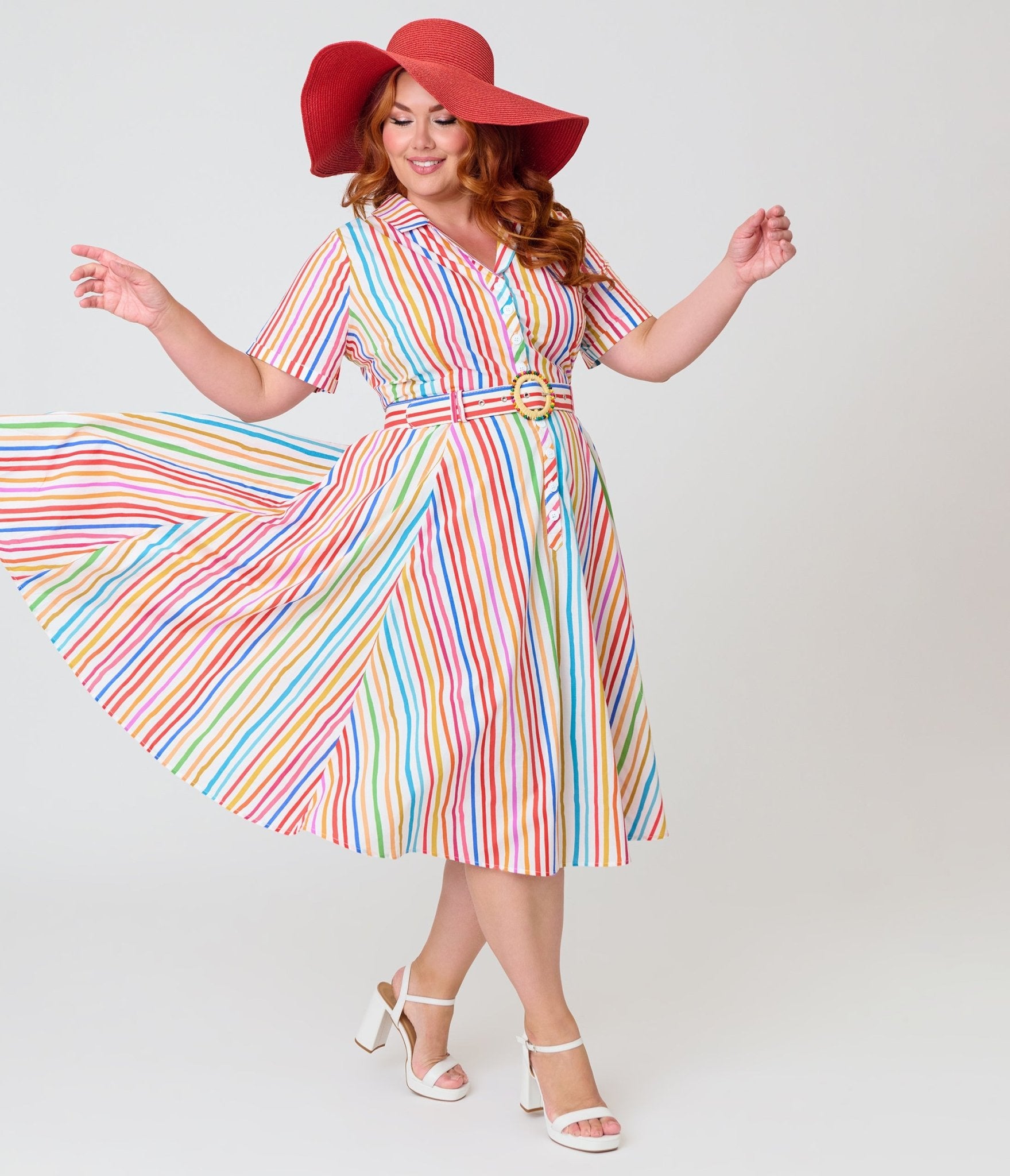 Banned Plus Size Rainbow Stripe Swing Dress - 4X