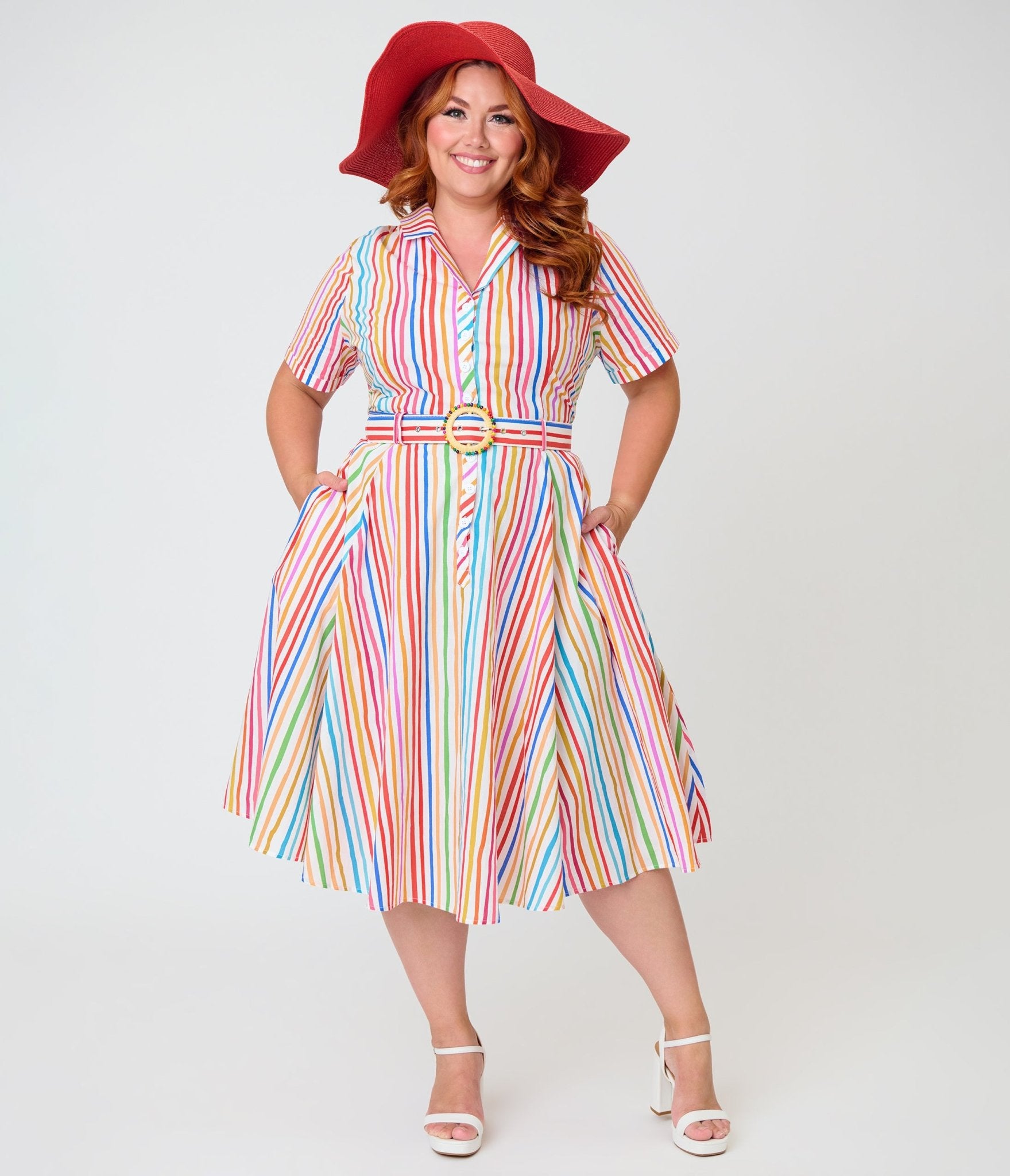 Banned Plus Size Rainbow Stripe Swing Dress - Unique Vintage - Womens, DRESSES, SWING
