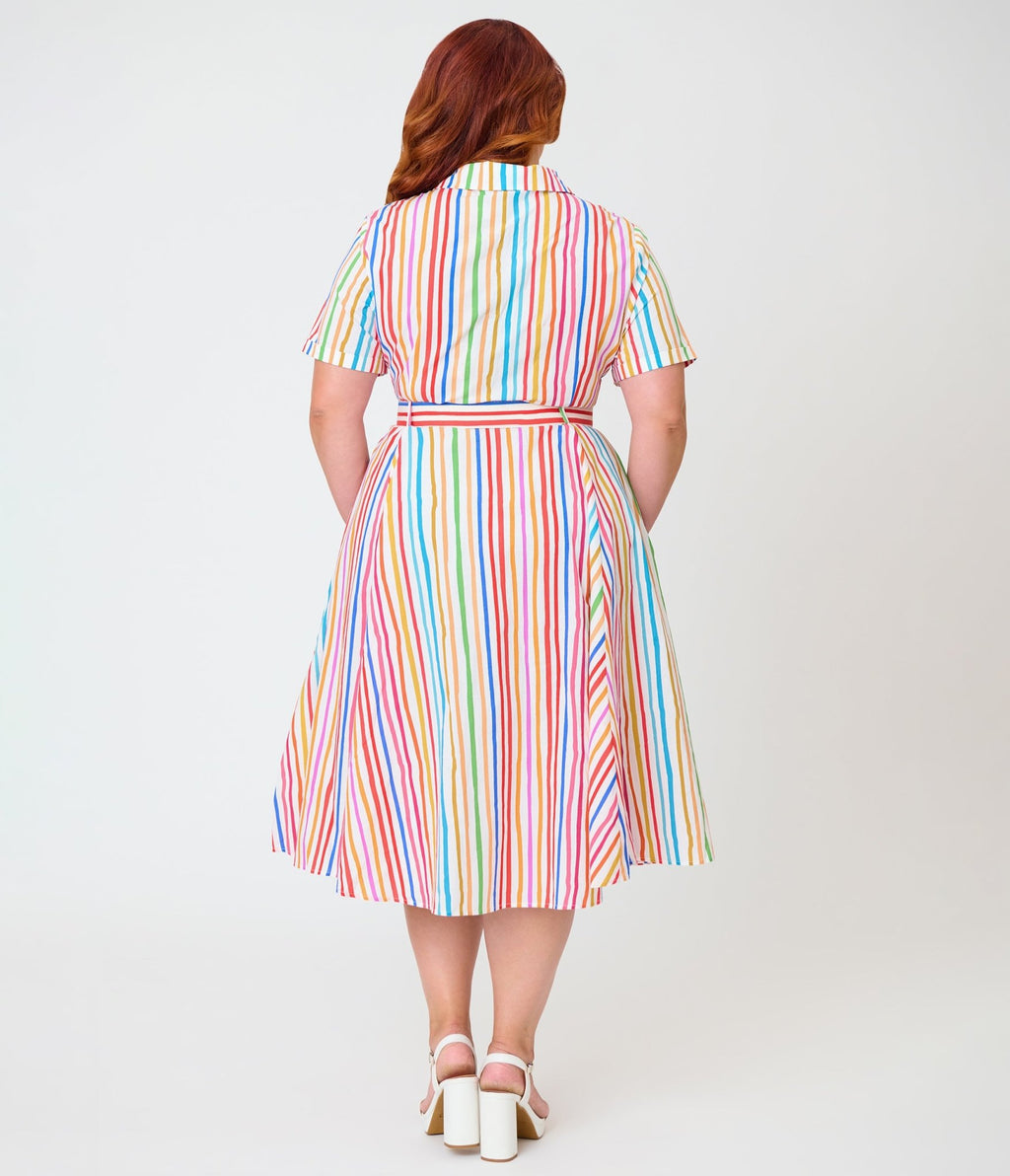 Banned Plus Size Rainbow Stripe Swing Dress - Unique Vintage - Womens, DRESSES, SWING