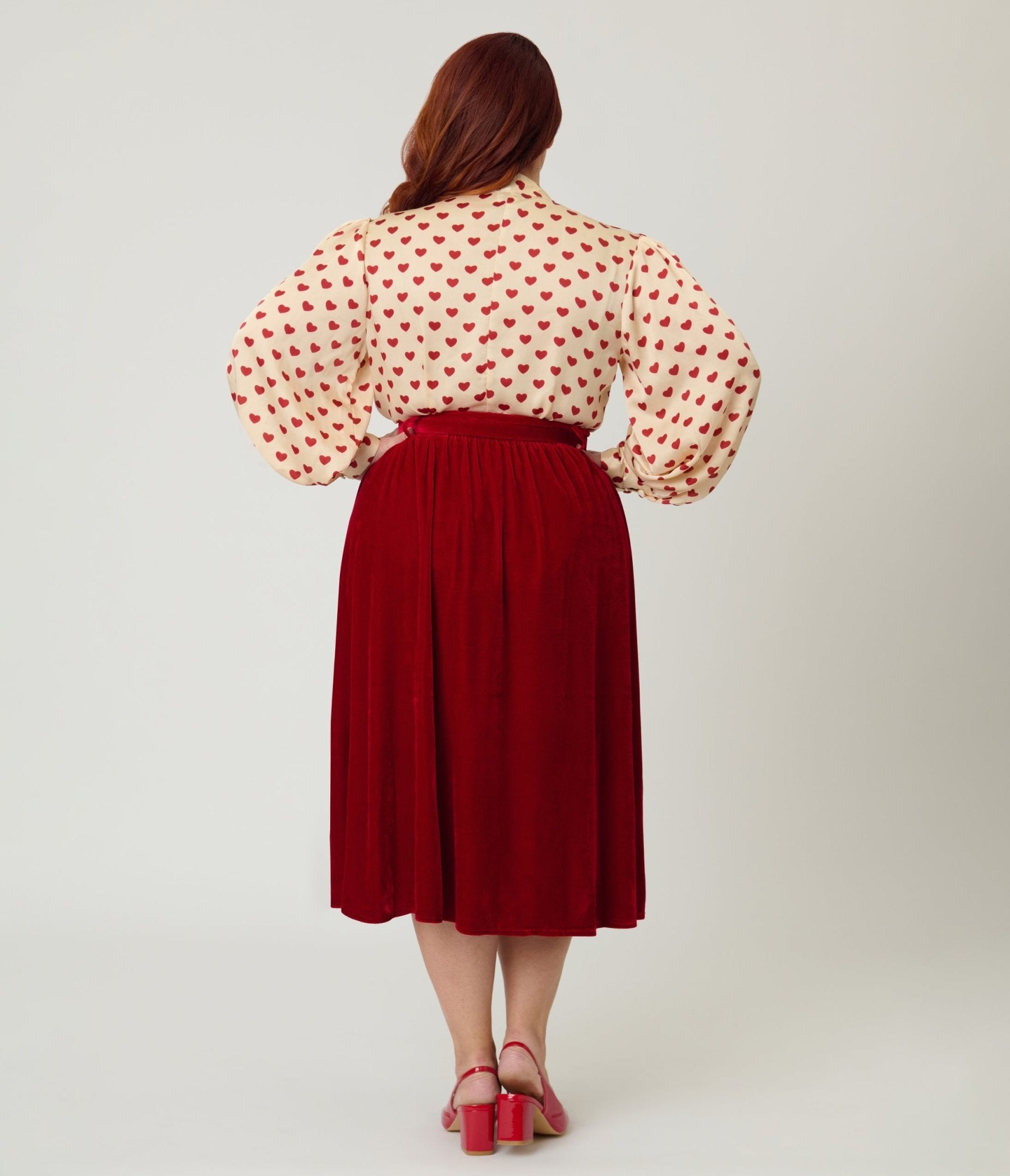Banned Plus Size Red Millie Velvet Swing Skirt - Unique Vintage - Womens, BOTTOMS, SKIRTS