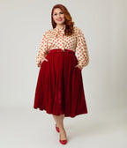 Banned Plus Size Red Millie Velvet Swing Skirt - Unique Vintage - Womens, BOTTOMS, SKIRTS