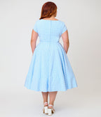 Banned Plus Size Sky Blue Gingham Lola Swing Dress - Unique Vintage - Womens, DRESSES, SWING