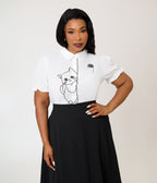 Banned Plus Size White & Black Cat Sophie Blouse - Unique Vintage - Womens, TOPS, SHIRTS