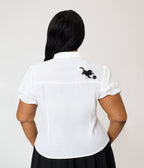 Banned Plus Size White & Black Cat Sophie Blouse - Unique Vintage - Womens, TOPS, SHIRTS