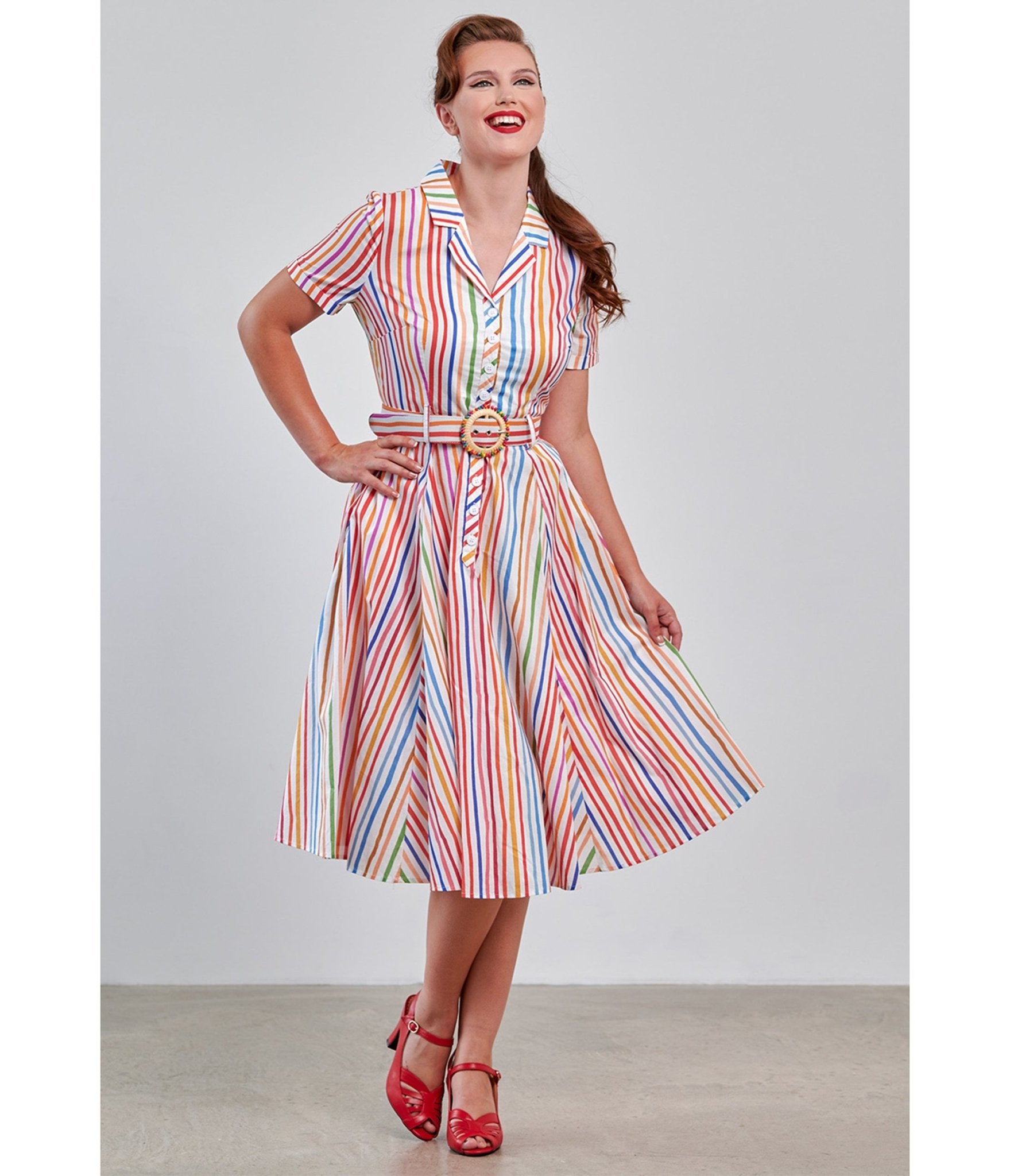 Banned Rainbow Stripe Swing Dress - XLarge