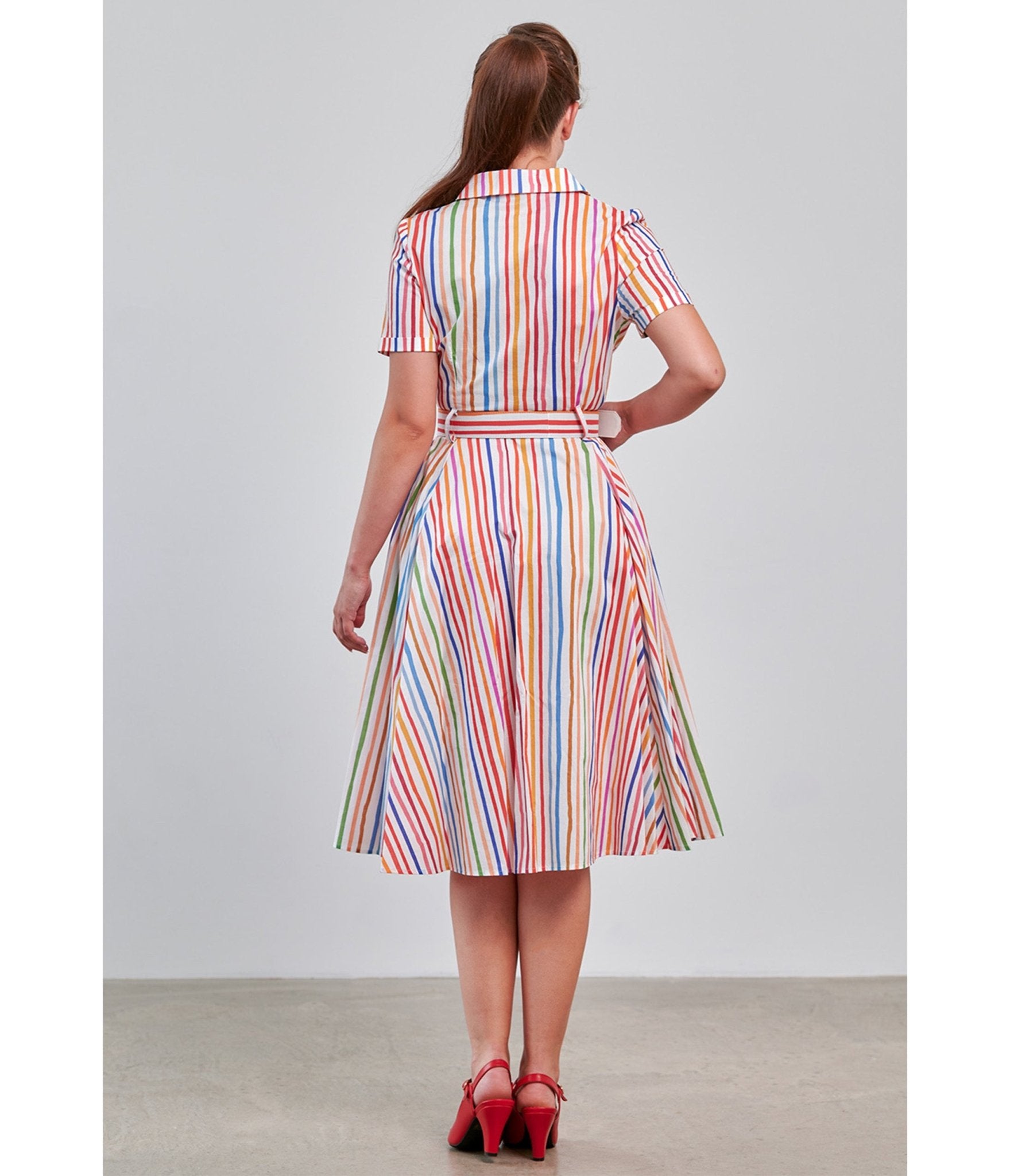 Banned Rainbow Stripe Swing Dress - Unique Vintage - Womens, DRESSES, SWING