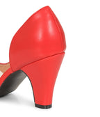 Banned Red Leatherette Peep Toe Kelly Heels - Unique Vintage - Womens, SHOES, HEELS