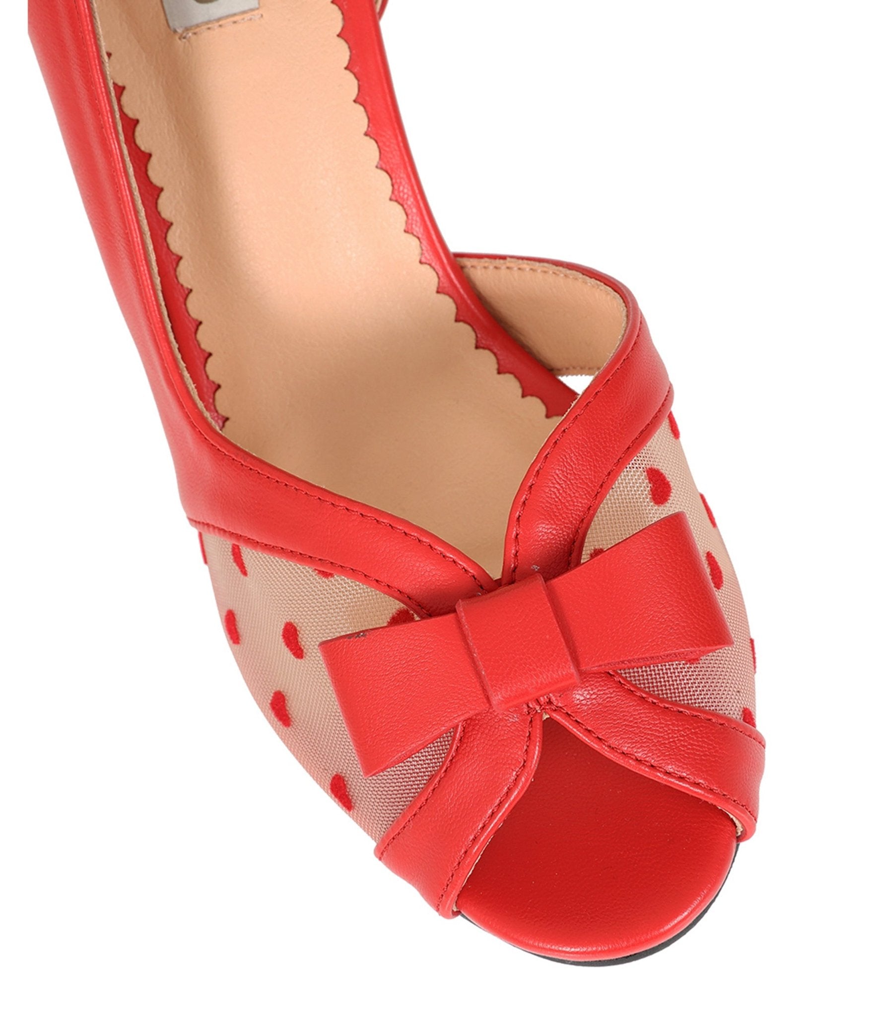 Banned Red Leatherette Peep Toe Kelly Heels - Unique Vintage - Womens, SHOES, HEELS