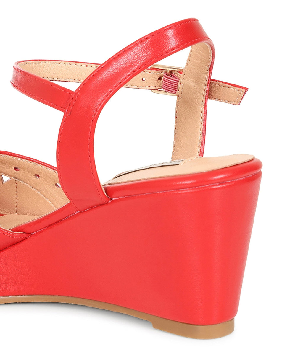 Banned Red Leatherette Sunny Daze Wedges - Unique Vintage - Womens, SHOES, HEELS