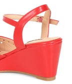 Banned Red Leatherette Sunny Daze Wedges - Unique Vintage - Womens, SHOES, HEELS