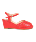 Banned Red Leatherette Sunny Daze Wedges - Unique Vintage - Womens, SHOES, HEELS