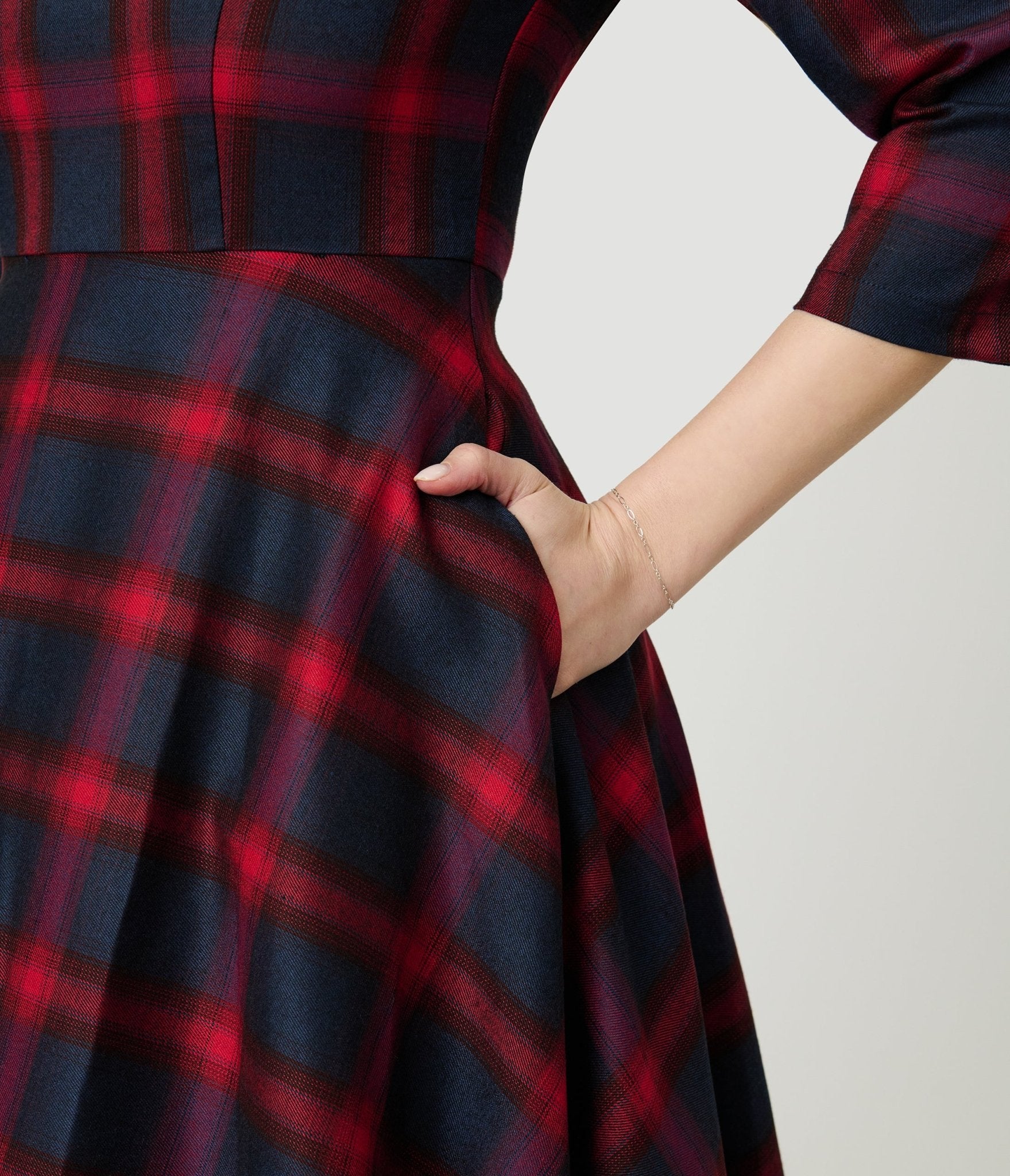 Banned Red & Navy Windowpane Plaid Swing Dress - Unique Vintage - Womens, DRESSES, SWING